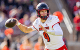Nov 16, 2024; Stanford, California, USA; Louisville Cardinals quarterback Tyler Shough (9) throws a pass during the first quarter against the Stanford Cardinal at Stanford Stadium. Mandatory Credit: Bob Kupbens-Imagn Images