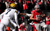 Michigan Wolverines football safety Makari Paige laid a huge hit on Ohio State quarterback Will Howard on third down. (Photo by Barbara J. Perenic/Columbus Dispatch / USA TODAY NETWORK via Imagn Images)