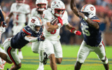 New Mexico Lobos running back Eli Sanders (6) runs the ball as Auburn Tigers take on New Mexico Lobos at Jordan-Hare Stadium in Auburn, Ala., on Saturday, Sept. 14, 2024.