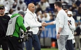 Penn State Nittany Lions head coach James Franklin shakes hands with Oregon Ducks head coach Dan Lanning in the 2024 Big Ten Championship game at Lucas Oil Stadium. (Mandatory Credit: Robert Goddin-Imagn Images)