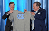 Bill Belichick is hiring former South Carolina director of player personnel Taylor Edwards at UNC (© Jim Dedmon-Imagn Images)