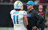 Los Angeles Chargers kicker Cameron Dicker and HC Jim Harbaugh