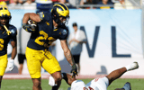 Michigan Wolverines football running back Jordan Marshall was the MVP of the ReliaQuest Bowl win over Alabama. (Photo by Matt Pendleton-Imagn Images)