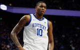 Oct 29, 2024; Lexington, KY, USA; Kentucky Wildcats forward Brandon Garrison (10) reacts after dunking the ball during the second half against the Minnesota State Mavericks at Rupp Arena. Mandatory Credit: Jordan Prather-Imagn Images