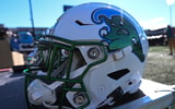 Nov 16, 2024; Annapolis, Maryland, USA; S detailed view of Tulane Green Wave helmet during the second half against the Navy Midshipmen at Navy-Marine Corps Memorial Stadium. Mandatory Credit: Tommy Gilligan-Imagn Images