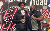 2027 EDGE KJ Green pictured with South Carolina assistant Sterling Lucas during a visit to Columbia (Photo: KJ Green)