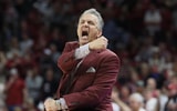 Jan 25, 2025; Fayetteville, Arkansas, USA; Arkansas Razorbacks head coach John Calipari reacts to a call in the second half against the Oklahoma Sooners at Bud Walton Arena. Oklahoma won 65-62. Mandatory Credit: Nelson Chenault-Imagn Images