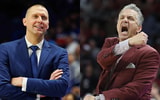 Mark Pope and John Calipari (Left Photo: © Jordan Prather-Imagn Images, Right Photo: © Nelson Chenault-Imagn Images)