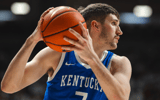 Kentucky Wildcats forward Andrew Carr (7) looks for a pass against the Alabama Crimson Tide during the second half at Coleman Coliseum. Mandatory Credit: Will McLelland-Imagn Images