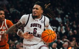 South Carolina men's basketball player Jamarii Thomas vs. Texas on Feb. 22, 2025 (Jackson Randall | GamecockCentral.com)