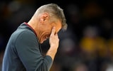 Feb 12, 2025; Columbia, Missouri, USA; Oklahoma Sooners head coach Porter Moser reacts during the second half against the Missouri Tigers at Mizzou Arena. Mandatory Credit: Jay Biggerstaff-Imagn Images