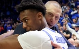 Mark Pope talks to Jaxson Robinson after Kentucky's win over Florida - Dr. Michael Huang, Kentucky Sports Radio
