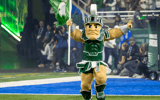 Sparty the Michigan State Spartans mascot runs out of the tunnel before the game against Penn State at Ford Field. - Dave Reginek, USA TODAY Sports