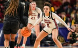 South Carolina Gamecocks guard Tessa Johnson (5) on defense against the Vanderbilt Commodoresduring the second half at Bon Secours Wellness Arena. Mandatory Credit: Jim Dedmon-Imagn Images