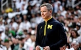 Michigan Wolverines basketball head coach Dusty May is 1-0 in Big Ten Tournament play. (Photo by Nick King/Lansing State Journal / USA TODAY NETWORK via Imagn Images)