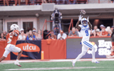 Kentucky Wildcats wide receiver Ja'Mori Maclin (9) pulls the ball in for a first down in the second quarter but was called back for a holding penalty against Texas Longhorns during the first half of an NCAA college football game at Darrell K Royal Texas Memorial Stadium, Austin, Texas, Saturday, Nov 24, 2024.