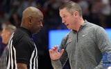 Georgia coach Mike White talks to an official - Photo by Dr. Michael Huang, Kentucky Sports Radio