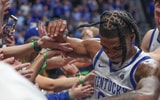 Otega Oweh celebrates with fans after hitting the game-winner for Kentucky vs. Oklahoma in the SEC Tournament - Dr. Michael Huang, Kentucky Sports Radio