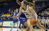 Murray State forward Katelyn Young drives to the basket against Indiana State.