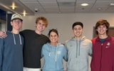 Left to Right- Ty Schmitt, Charlie Frantz, Mary Watkins (Wife of Todd0, Tommy Provenzano, and Brandon Moore at the hopsital (Photo Courtsey of Mary Watkins)