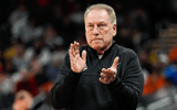 Michigan State head coach Tom Izzo applauds after a play against Oregon during the first half of Big Ten Tournament quarterfinal at Gainbridge Fieldhouse in Indianapolis, Ind. - Junfu Han, USA TODAY Sports