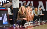 Oklahoma head coach Jennie Baranczyk watches her team against FGCU. (Photo by Dennis Scheidt)