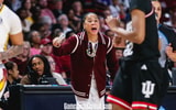 South Carolina Gamecocks head coach Dawn Staley during an NCAA women's basketball game against the Indiana Hoosiers at Colonial Life Arena in Columbia, S.C., on March 23, 2025. (Katie Dugan/GamecockCentral.com)