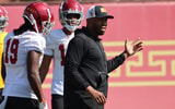 USC secondary coach Doug Belk during a spring practice with the Trojans