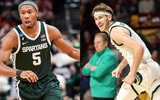 Michigan State guards Tre Holloman and Gehrig Normand entered the transfer portal on Tuesday (photos courtesy of Junfu Han (left) and Matt Krohn (right), USA TODAY Sports).