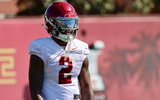 USC defensive back DJ Harvey at a spring ball practice with the Trojans