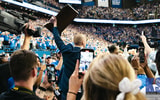 Mark Pope entering Rupp Arena for his introductory press conference - Aaron Perkins, Kentucky Sports Radio