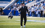 Mark Stoops at the Kentucky Spring Showcase, via Aaron Perkins, KSR