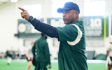 Michigan State wide receivers coach Courtney Hawkins (photo by Dane Robison for SpartanMag.com).