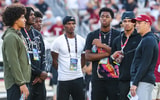 Sequel Patterson, Xavier Tiller, Braylon Clark, and others talk to South Carolina head coach Shane Beamer at the spring game (Photo: Katie Dugan | GamecockCentral.com(