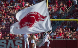 Arkansas Razorbacks logo on a flag