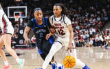 LSU head coach Kim Mulkey on the addition of MiLaysia Fulwiley (Photo:  (Photo by Katie Dugan/GamecockCentral)