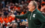 Michigan State head coach Tom Izzo reacts to a play against Auburn during the second half of the Elite Eight round of NCAA tournament at State Farm Arena in Atlanta, Ga. on Sunday, March 30, 2025. - Junfu Han, USA TODAY Sports