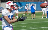 SMU receiver Ashton Cozart (16) looks in a pass during Saturday's spring practice at the Pettus Practice Fields on March 2, 2024. (Jordan Hofeditz/On3)