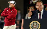 South Carolina HC Shane Beamer and former Alabama HC Nick Saban