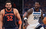 Photos of Karl-Anthony Towns (left) and Julius Randle via Imagn Images