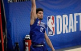 May 13, 2025; Chicago, Il, USA; Koby Brea is (22) participates in the 2025 NBA Draft Combine at Wintrust Arena. Mandatory Credit: David Banks-Imagn Image