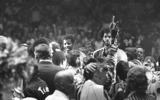 Artis Gilmore looks on as Kentucky Colonels fans celebrate the 1975 ABA Championship, via Tom Patterson -USA TODAY NETWORK