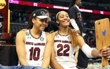 South Carolina women's basketball alums Allisha Gray and A'ja Wilson. Photo credit: Matthew Emmons-Imagn Images