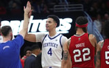 Kentucky s Tre Mitchell celebrates making a shot against Louisville Thursday evening at the KFC Yum Center. Dec. 21, 2023 | Scott Utterback/Courier Journal / USA TODAY NETWORK