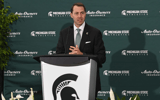 J Batt speaks Wednesday, June 4, 2025, after being introduced as Michigan State University's new athletic director. - Matthew Dae Smith, USA TODAY Sports