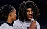 Jayden Quaintance hops on the mic at UK basketball camp, via UK Athletics
