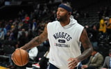 Apr 24, 2022; Denver, Colorado, USA; Denver Nuggets center DeMarcus Cousins (4) before the game against the Golden State Warriors prior to game four of the first round for the 2022 NBA playoffs at Ball Arena. Mandatory Credit: Ron Chenoy-USA TODAY Sport