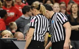 USA; Officials review a play during a game between the Tennessee Lady Volunteers and the Maryland Terrapins in the finals of the Spokane regional of the 2015 women's NCAA Tournament at Spokane Veterans Memorial Arena. The Terrapins won 58-48. Mandatory Credit: James Snook-Imagn Images
