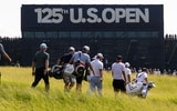 Jun 10, 2025; Oakmont, Pennsylvania, USA; Phil Mickelson and Tyrrell Hatton and Dustin Johnson and Jon Rahm walks up the on the 16th hole during a practice round for the U.S. Open golf tournament at Oakmont Country Club. Mandatory Credit: Bill Streicher-Imagn Images