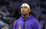 Los Angeles Sparks forward Sania Feagin (1) before the game against the Golden State Valkyries at Chase Center. Mandatory Credit: Darren Yamashita-Imagn Images